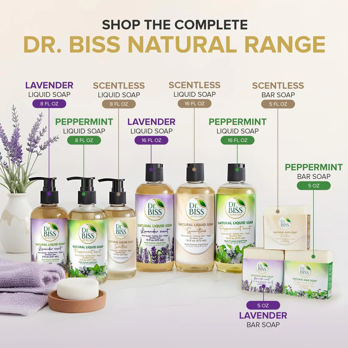 Lavender Routine Bundle – Natural Soap, Liquid Soap & Lavender Essential Oil