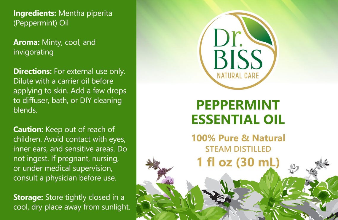 Dr. Biss Peppermint Essential Oil (1 fl oz / 30 mL)