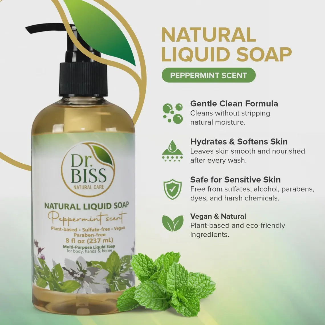 Peppermint Routine Bundle  (Soap + 8 oz Liquid Soap + Peppermint Essential Oil)