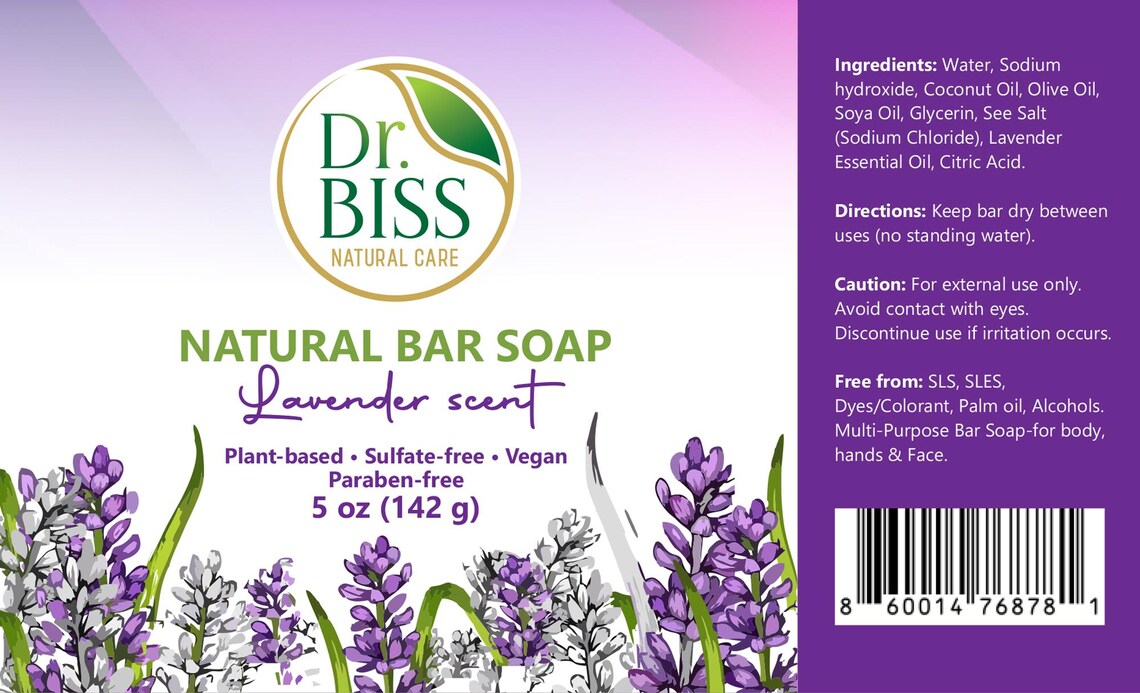 Natural Bar Soap with Coconut & Olive Oil