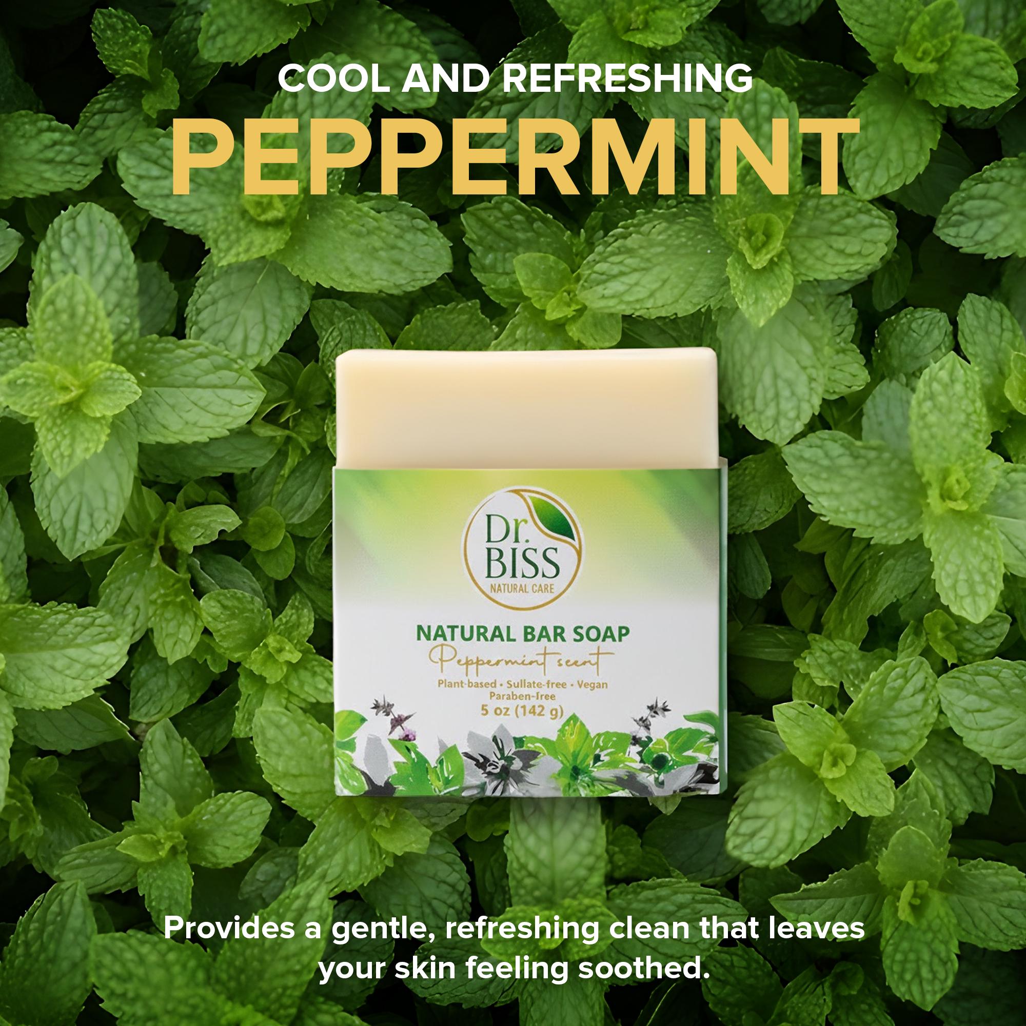 Peppermint natural bar soap with refreshing plant-based cleansing formula