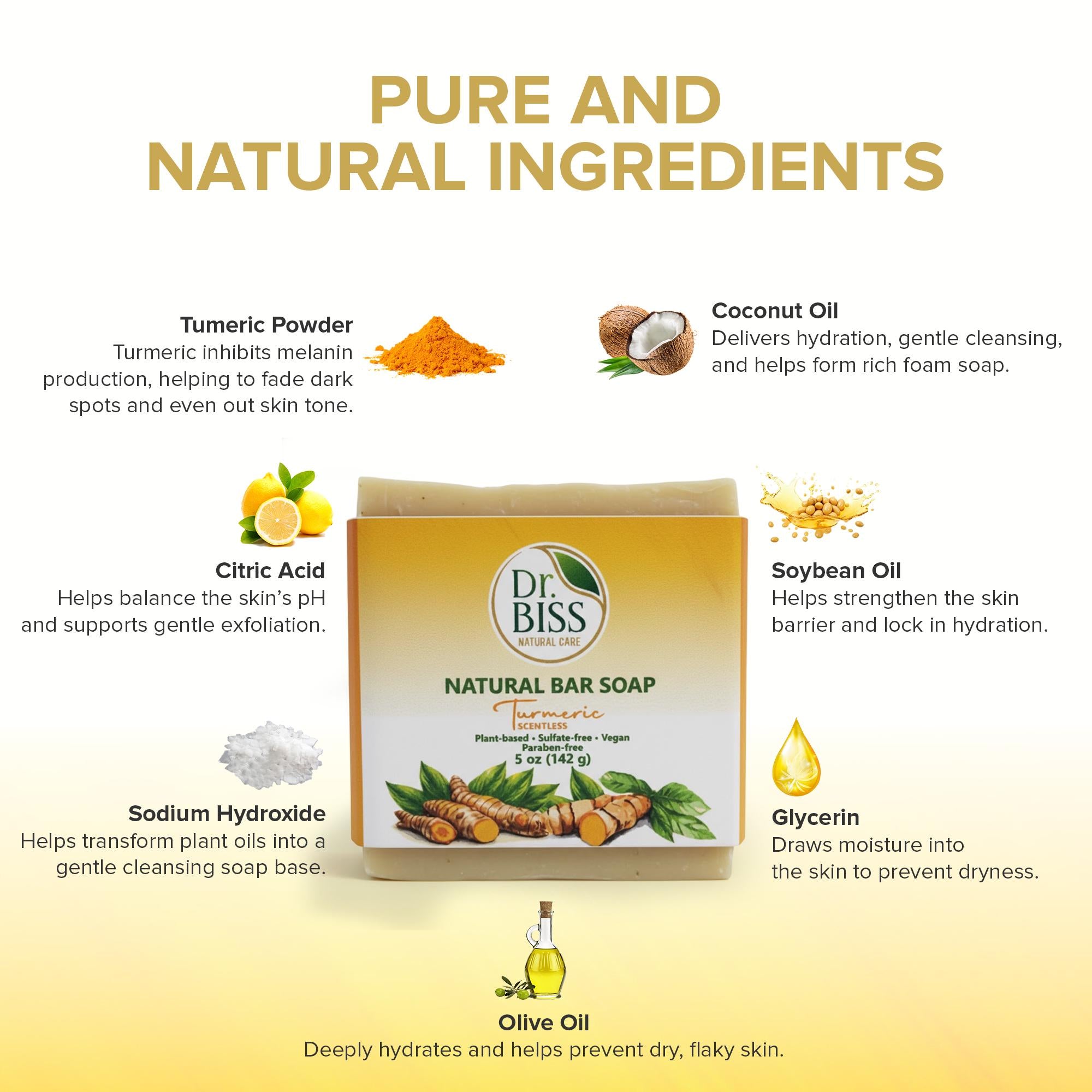Turmeric Natural Bar Soap - Coconut & Olive Oil