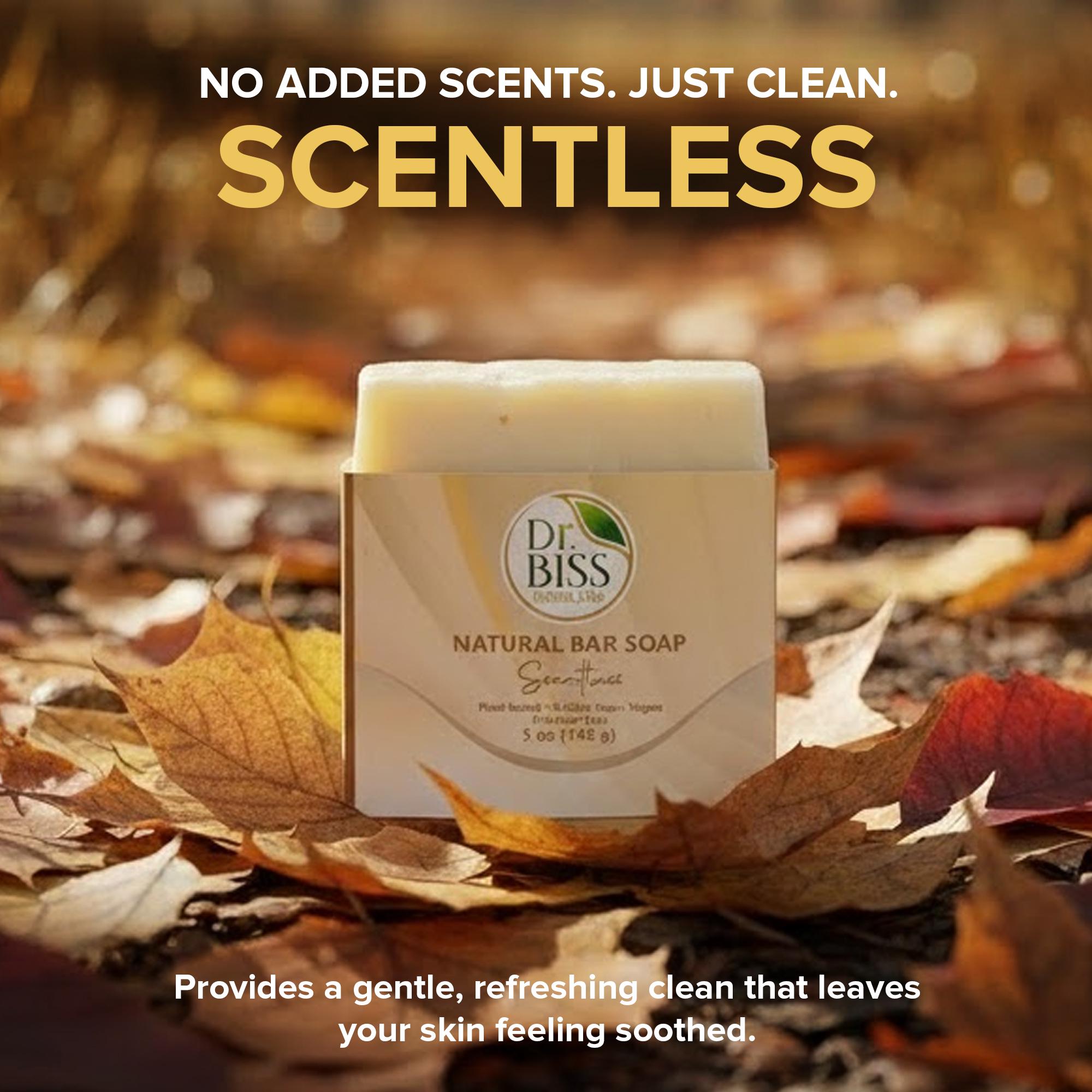 Scentless natural bar soap for gentle and sensitive skin cleansing