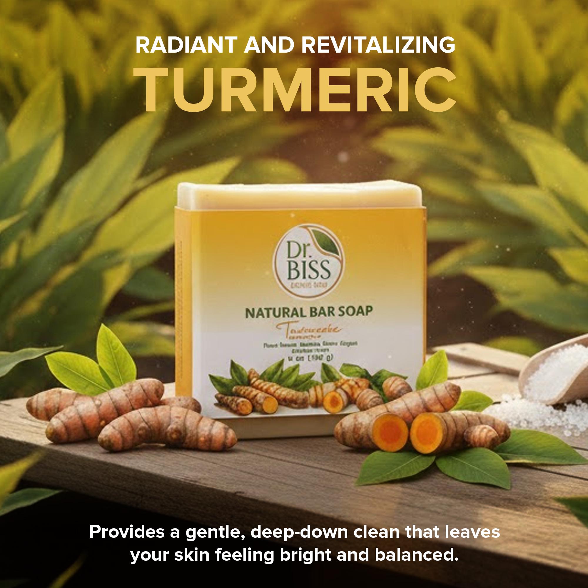 Turmeric natural bar soap with plant-based cleansing and fresh skin feel