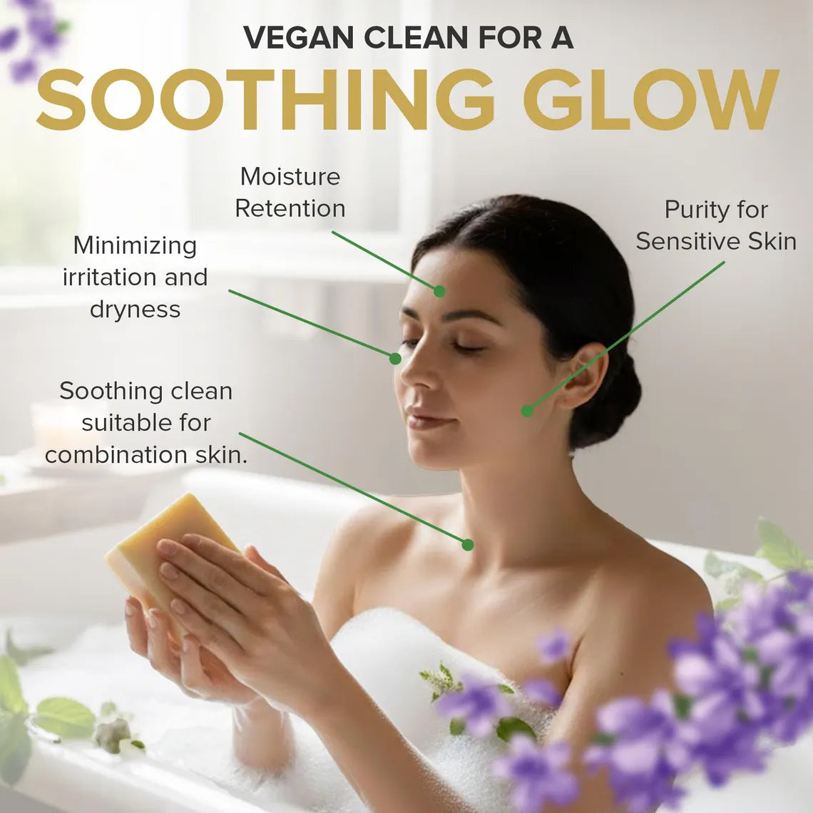 Woman using vegan natural bar soap during skincare routine